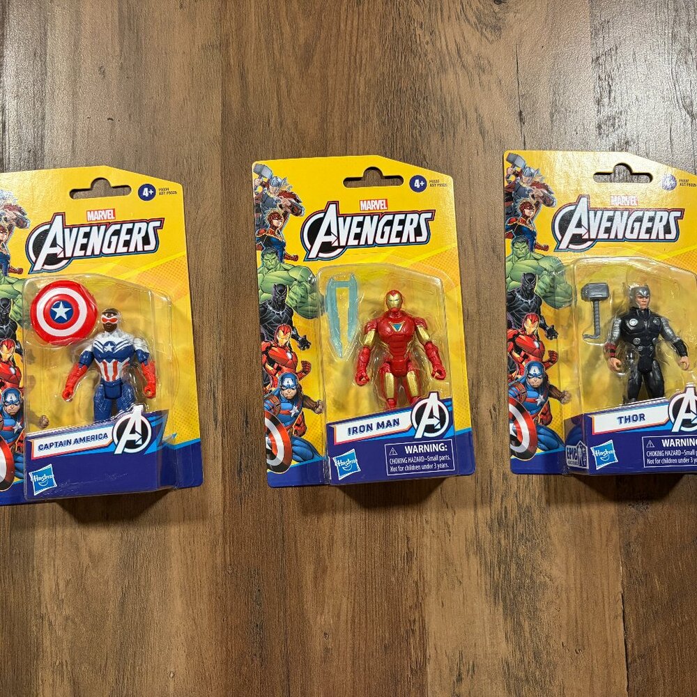 Marvel Avengers Action Figures Set –Captain America, Iron Man, Thor – Hasbro NIB
